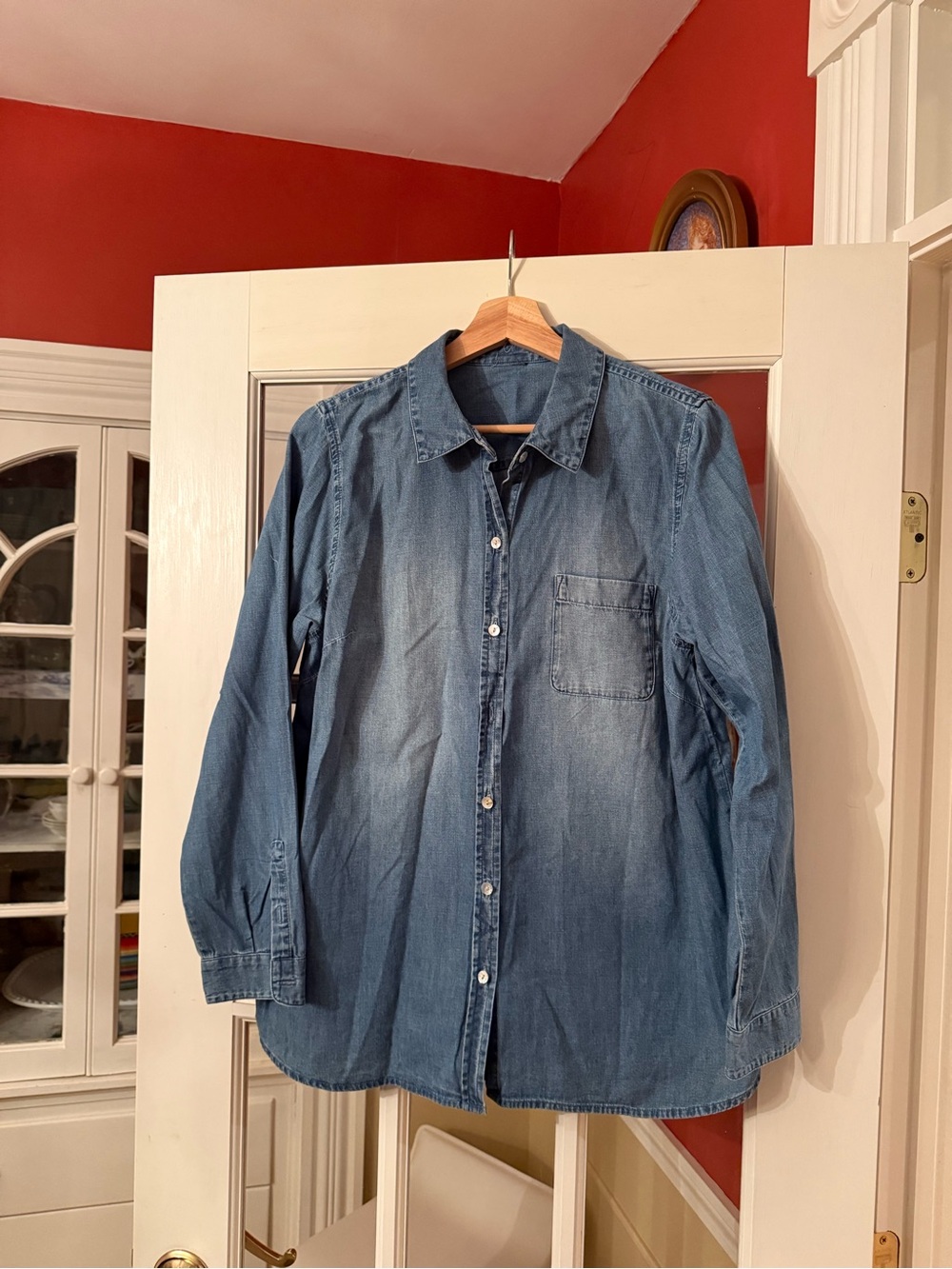 Classic Blue Denim Button-Down Shirt -